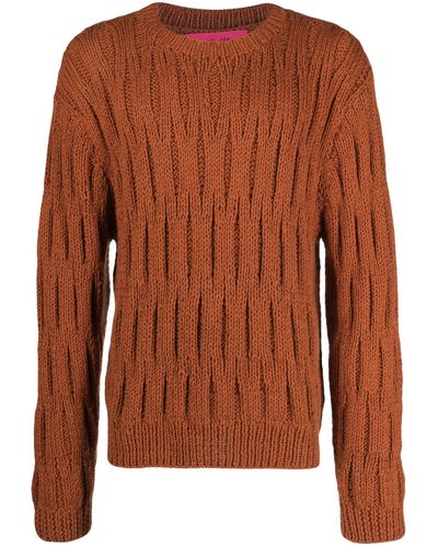 The Elder Statesman Tide Stitch Organic Cotton Sweater - Brown