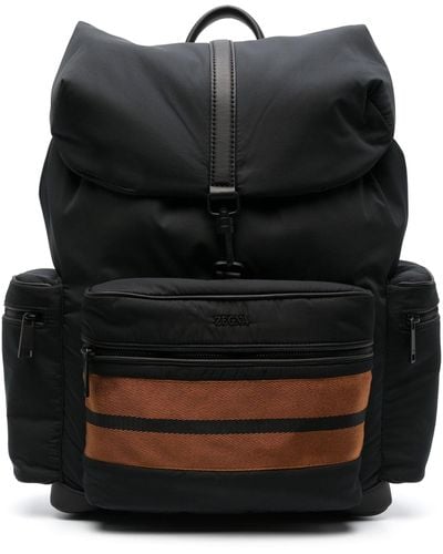 Zegna Stripe-trim Backpack - Black