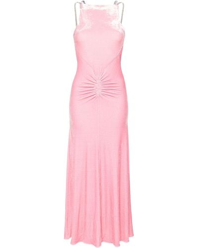 Rabanne Crystal-embellished Velvet Maxi Dress - Women's - Viscose/spandex/elastane/polyamide/polyamidespandex/elastane - Pink