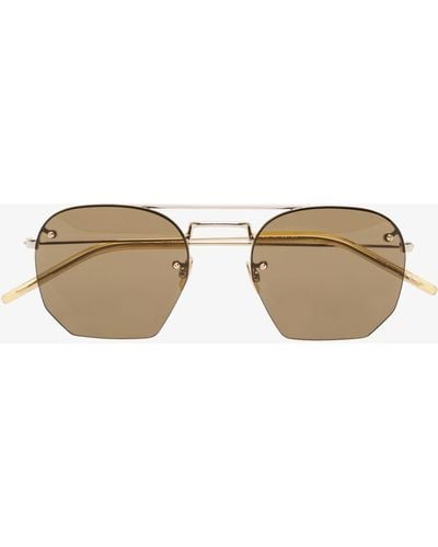 Saint Laurent Tone Square Frame Sunglasses - Men's - Metal/acetate/acrylic - White