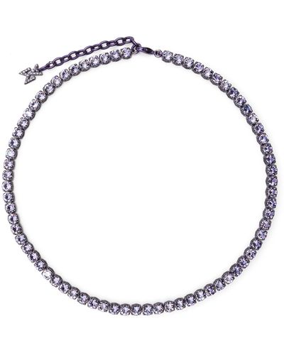 AMINA MUADDI Tennis Crystal Necklace - White