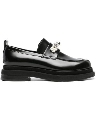 Simone Rocha Pearl-detail Leather Loafers - Black