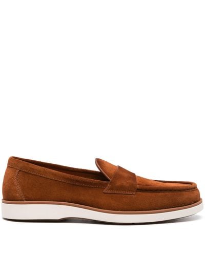 Santoni Suede Penny Loafers - Brown