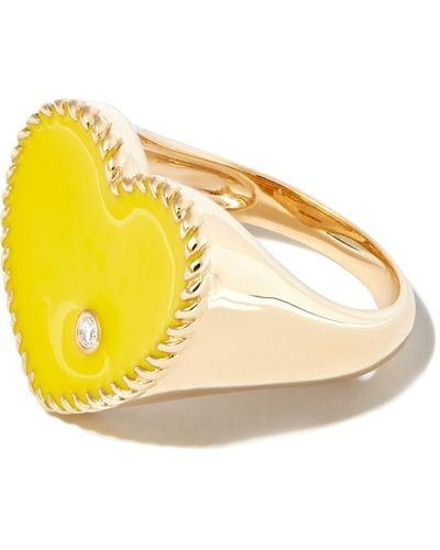 Yvonne Léon 9k Yellow Diamond Heart Signet Ring - Women's - 9kt Yellow