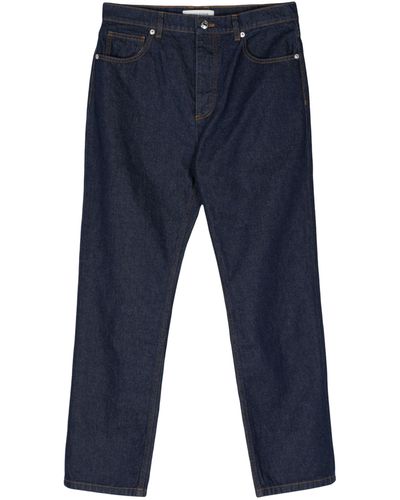 Maison Kitsuné Profile Fox-embroidered Straight-leg Jeans - Blue