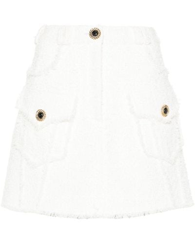 Balmain Trapeze Skirt In Tweed - White