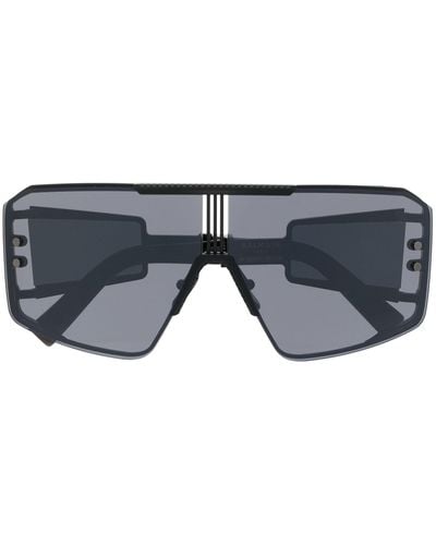 BALMAIN EYEWEAR Le Masque Mask-frame Sunglasses - Unisex - Titanium - Blue