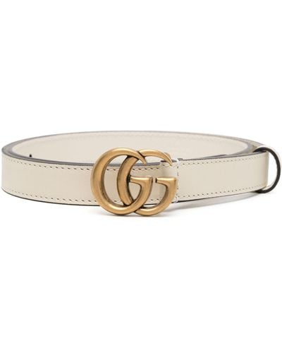 Gucci Neutral Double G Leather Buckle - White