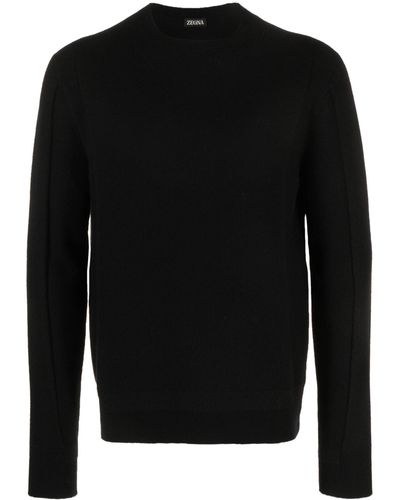 Zegna Crew-neck Wool-blend Sweater - Black