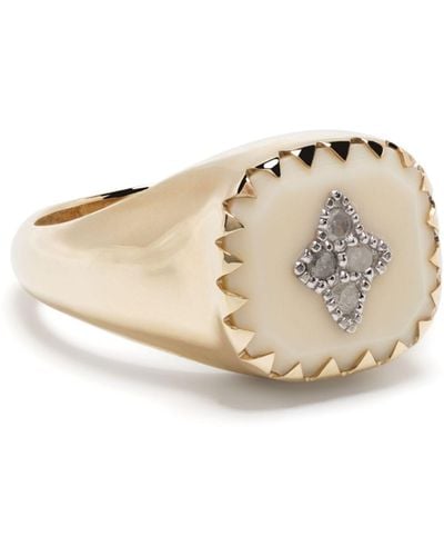 Pascale Monvoisin 9kt Yellow Pierrot Bakelite Diamond Signet Ring - Women's - 9kt - Natural