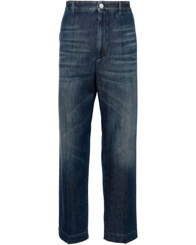 Valentino Garavani Whiskering-effect Straight-leg Jeans - Men's - Polyester/cotton - Blue
