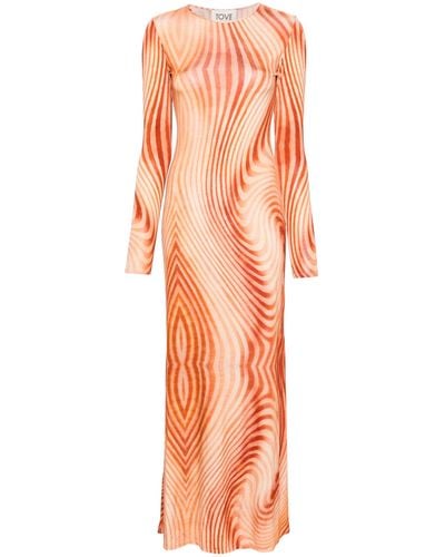 TOVE Malloree Wave-print Dress - Orange