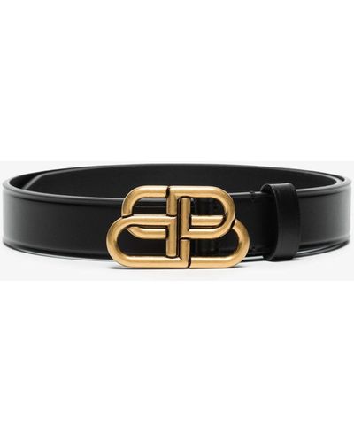 Balenciaga Bb Logo Leather Belt - Black