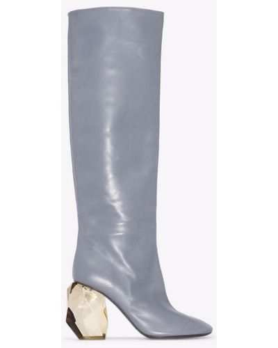 Jil Sander Gray 90 Knee-high Leather Boots