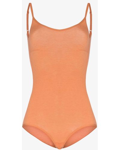 Baserange Emily Scoop Neck Bodysuit - Women's - Cupro/silk - Orange
