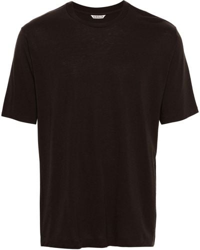 AURALEE Crew Neck Wool T-shirt - Black
