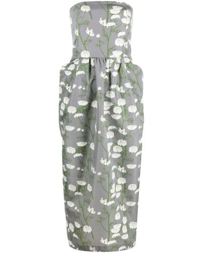 BERNADETTE Lena Floral-print Midi Dress - Women's - Polyester - Grey