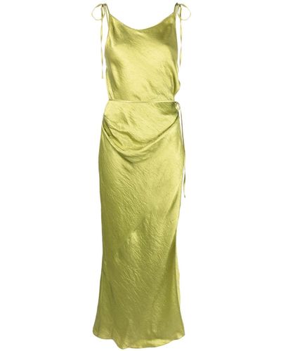 Acne Studios Crinkled Satin Wrap Dress - Yellow
