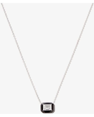 Nikos Koulis 18k White Gold Oui Diamond Necklace - Women's - White Diamond/18kt White Gold/enamel - Metallic