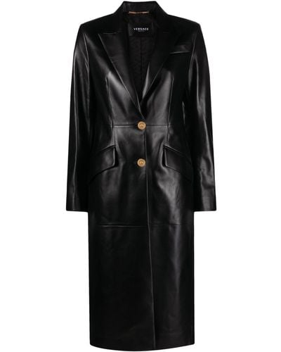 Versace Leather Trench Coat - Black