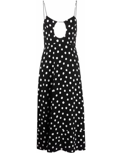Saint Laurent Cut-out Polka Dot Midi Dress - Women's - Silk/viscose - Black