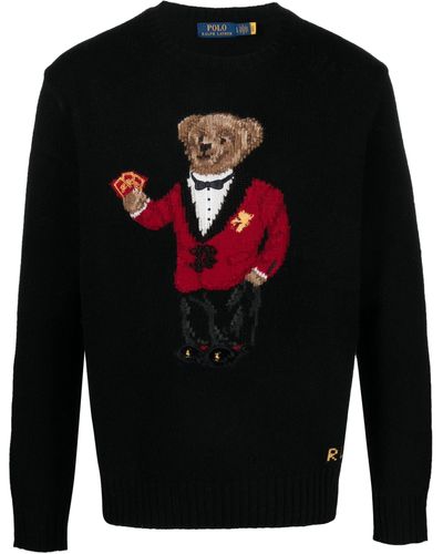 Polo Ralph Lauren Lunar New Year Bear Regular-fit Wool-knit Jumper - Black