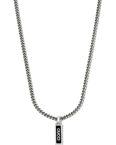 Gucci Sterling Enamel Pendant Necklace - Metallic