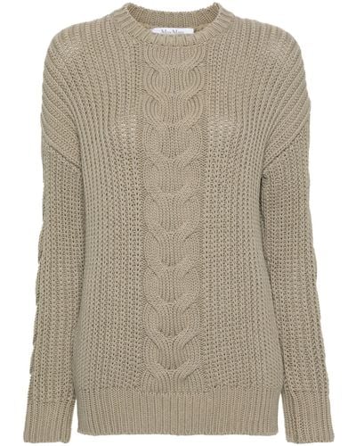 Max Mara Sage Chunky Knit Cotton Sweater - Natural