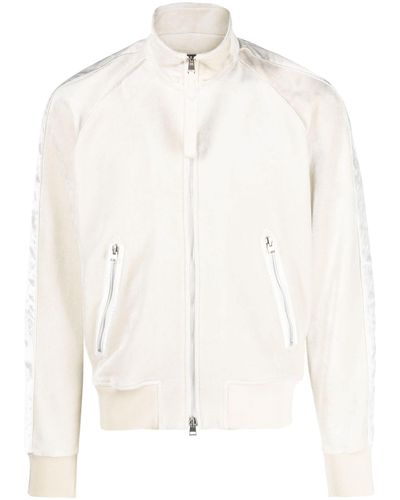 Tom Ford Side-stripe Velour Zip-up Sweatshirt - White