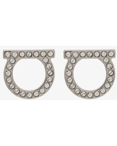 Ferragamo -tone Gancini Crystal-embellished Earrings - Metallic