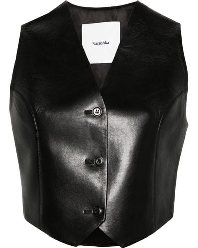 Nanushka Arnona Faux-leather Waistcoat - Black