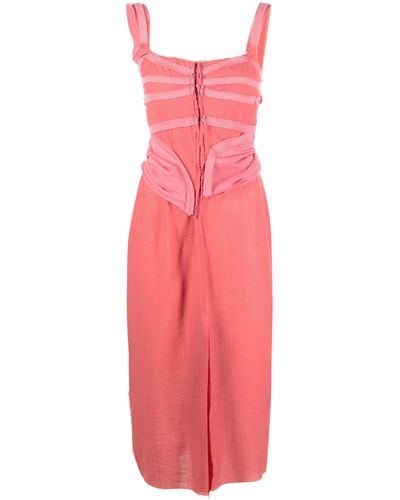 TALIA BYRE Tape-trim Sleeveless Midi Dress - Pink