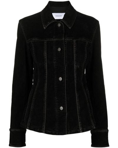 Ferragamo Velvet Trucker Jacket - Women's - Cotton/elastane - Black