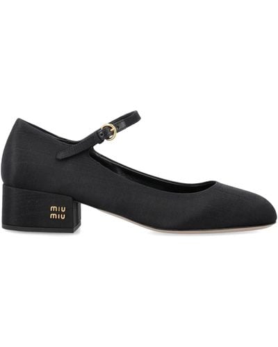Miu Miu 35mm Moiré Court Shoes - Women's - Fabric/leather - Black