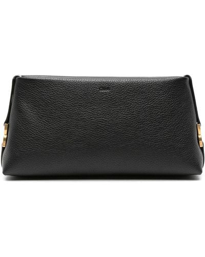 Chloé Marcie Leather Clutch Bag - Women's - Calf Leather/linen/flax - Black