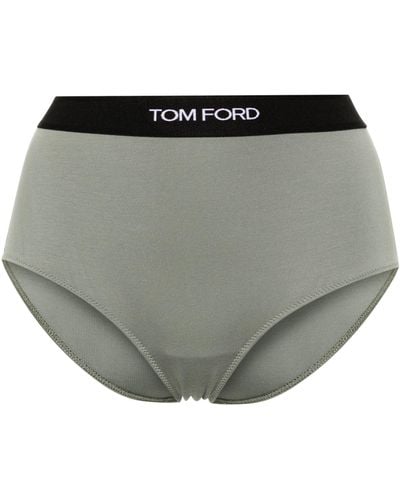 Tom Ford Logo-waistband Briefs - Women's - Elastane/modal - Grey