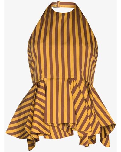 Jil Sander Striped Cotton Halterneck Top - Women's - Cotton - Yellow