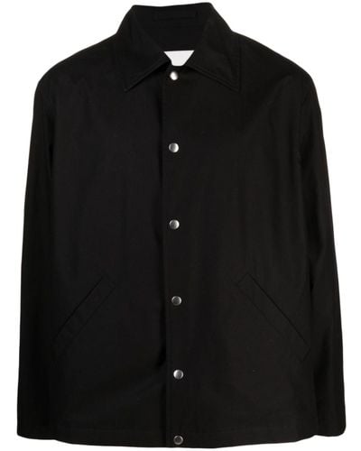 Jil Sander Logo Print Cotton Shirt Jacket - Men's - Cotton - Black