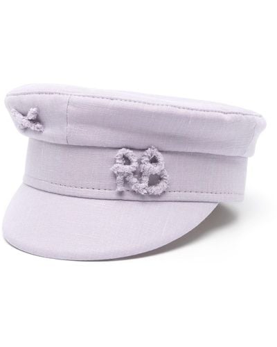 Ruslan Baginskiy Ruslan Monogram Linen Baker Boy Hat - Purple