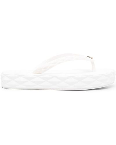 Jimmy Choo Diamond Textured Rubber Flip Flops - White