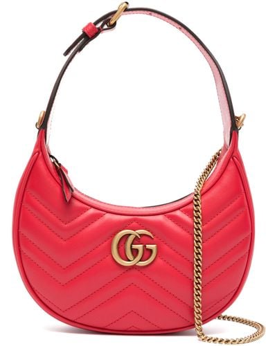 Gucci gg Marmont Super Mini Leather Shoulder Bag - Red