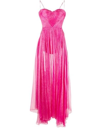 Maria Lucia Hohan Allar Semi-sheer Flared Gown - Pink