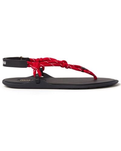 Miu Miu Riviere Leather-trimmed Thong Sandals - Red