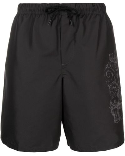 Versace Cartouche-Print Swim Shorts - Black