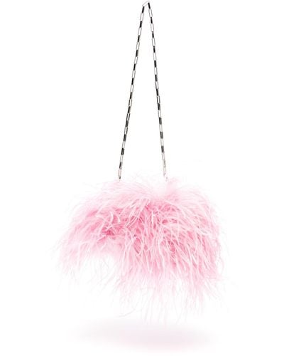 The Attico Midnight Feather Clutch Bag - Pink