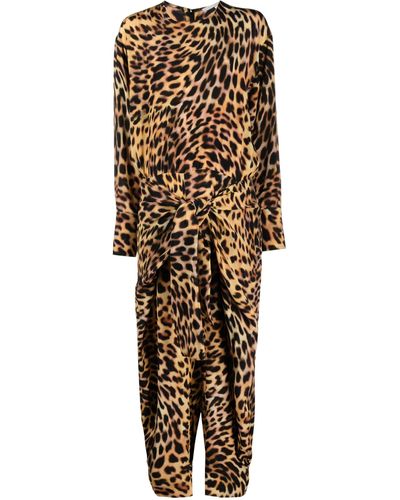 Stella McCartney Cheetah Print Silk Jumpsuit - Natural