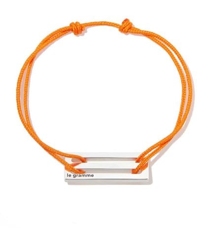 Le Gramme 2,5g Sterling Silver Cord Bracelet - Unisex - Sterling Silver/fabric - Orange