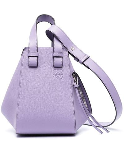 Loewe Hammock Compact Leather Top Handle Bag - Purple