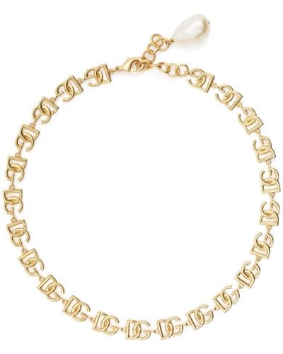 Dolce & Gabbana Dg-logo Chain Necklace - Metallic