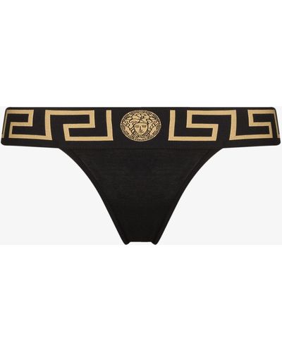 Versace Greca Border Thong - Black